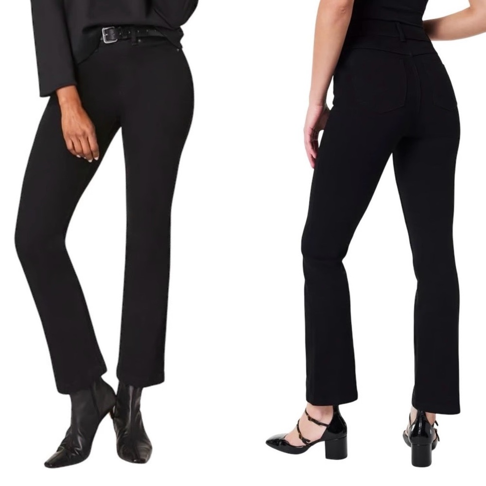 Spanx EveryWear Kick Flare Jeans Clean Black Stretch Control Shaping Size Medium